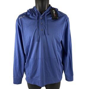 RLX Ralph Lauren Hoodie Mens S Blue Golf Pullover Kangaroo Pocket $198 NEW